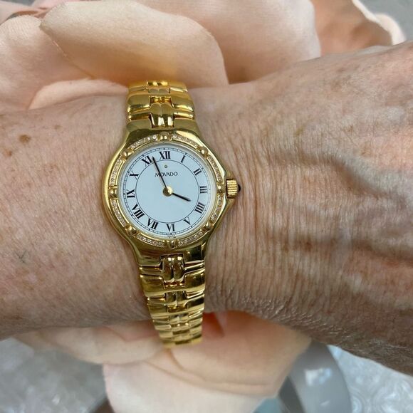 Movado Swiss Made "Olympian" 40 Diamond Bezel Dress Watch Roman Numerals - Picture 8 of 16